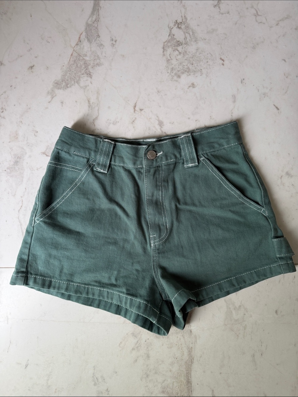 PacSun Teal High-Rise Cotton Shorts